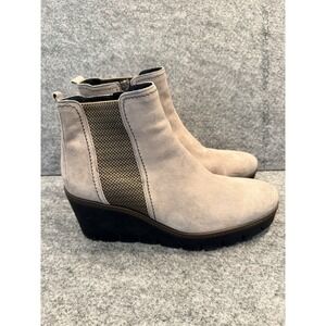 Gabor Womens Tan Suede Side Zip Wedge Ankle Boots Booties sz US 9.5
